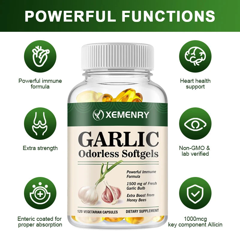 𝐨𝐝𝐨𝐫𝐥𝐞𝐬𝐬 𝐠𝐚𝐫𝐥𝐢𝐜 𝐜𝐚𝐩𝐬𝐮𝐥𝐞𝐬 - Balance Cholesterol Levels, Support Heart and Cardiovascular Health